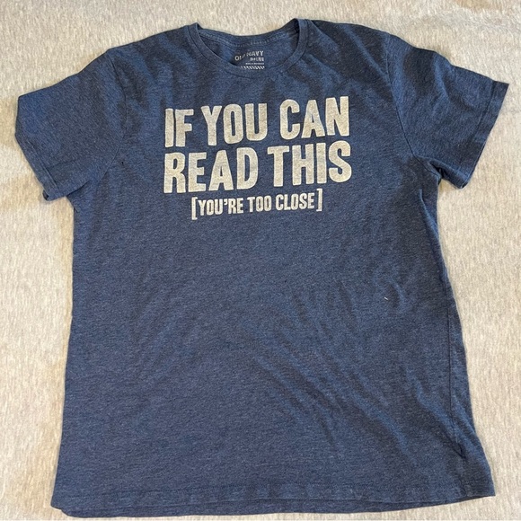 Old Navy Blue Graphic Tee “If You Can Read This” - Picture 1 of 3